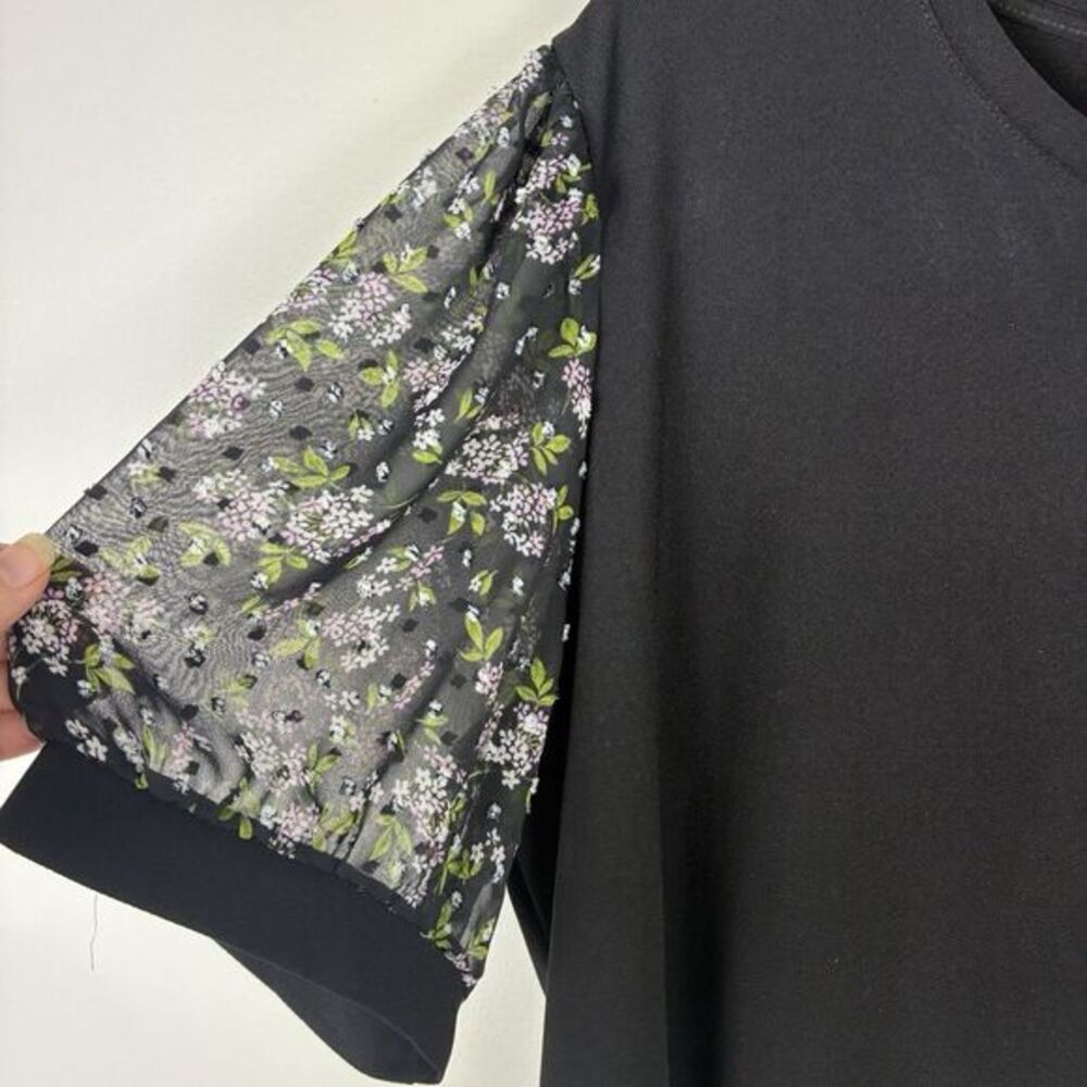 CeCe Swiss Dot Blouse Woman’s Sz 2X Plus Black Short Sleeve Coquette Romantic‎ - Picture 2 of 8